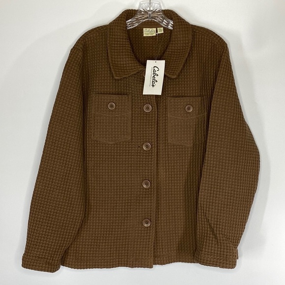 Cabela's Brown Waffle Button Up Shirt Jacket Size XL NWT - Picture 1 of 6